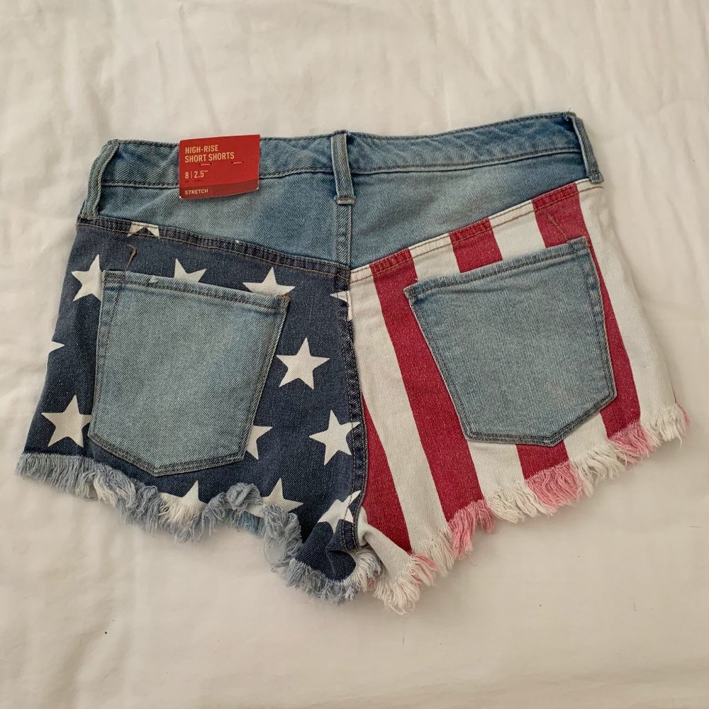 NWT Mossimo Supply Co American Flag Denim cutoffs